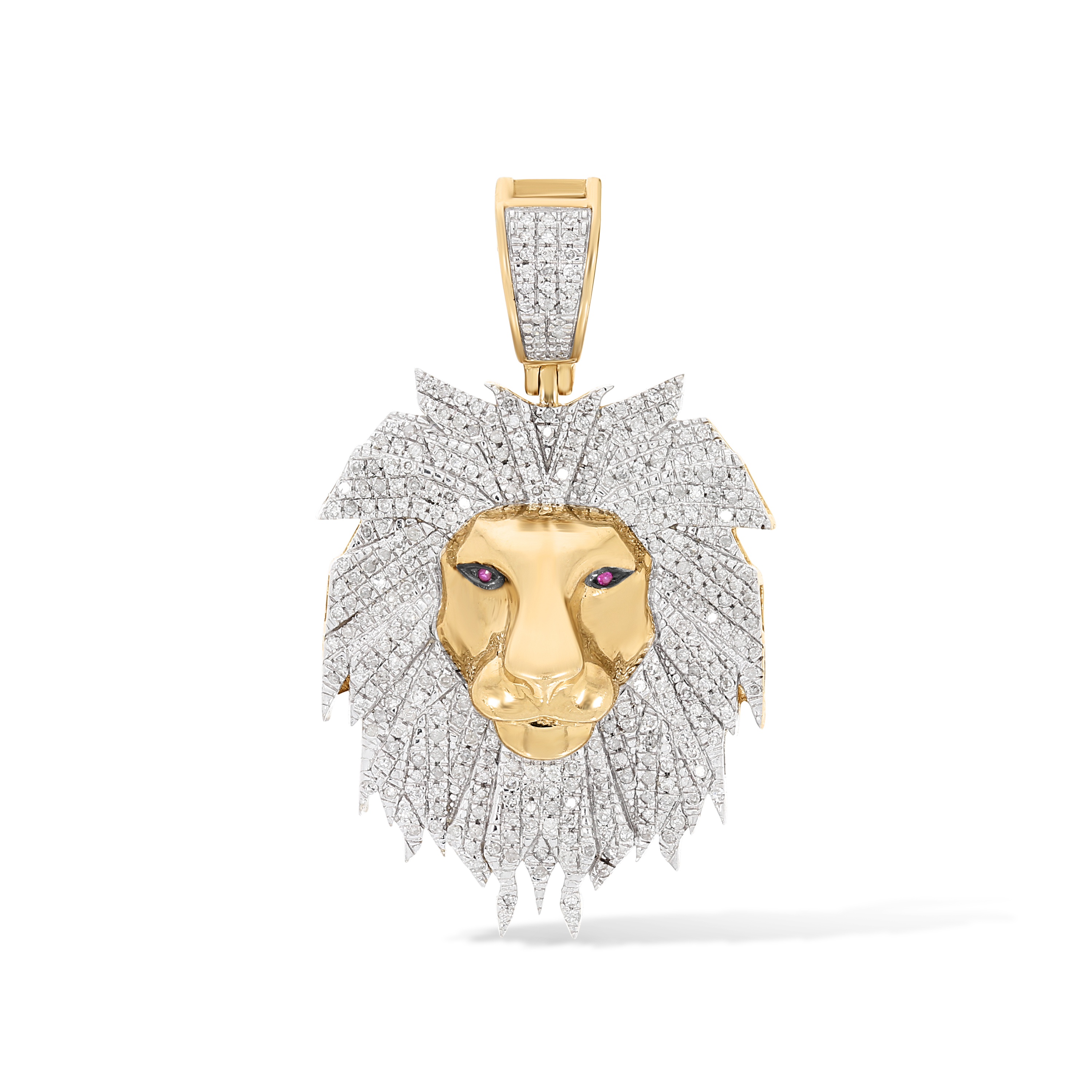 Diamond Loin head Pendant --  0.70 ct.  10K Yellow Gold